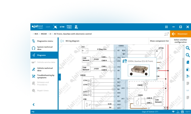 Jaltest CV wiring diagram screen